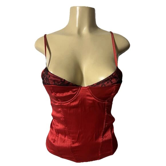 La Perla Other - LA PERLA Red Satin Bustier Corset Top 2 (34 US). Black lace trim, underwire, zip